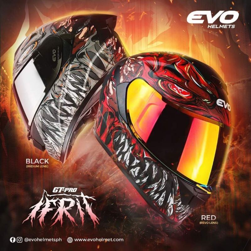 Evo Gt Pro Ifrit Black And Red Full Face Helmet 4 695