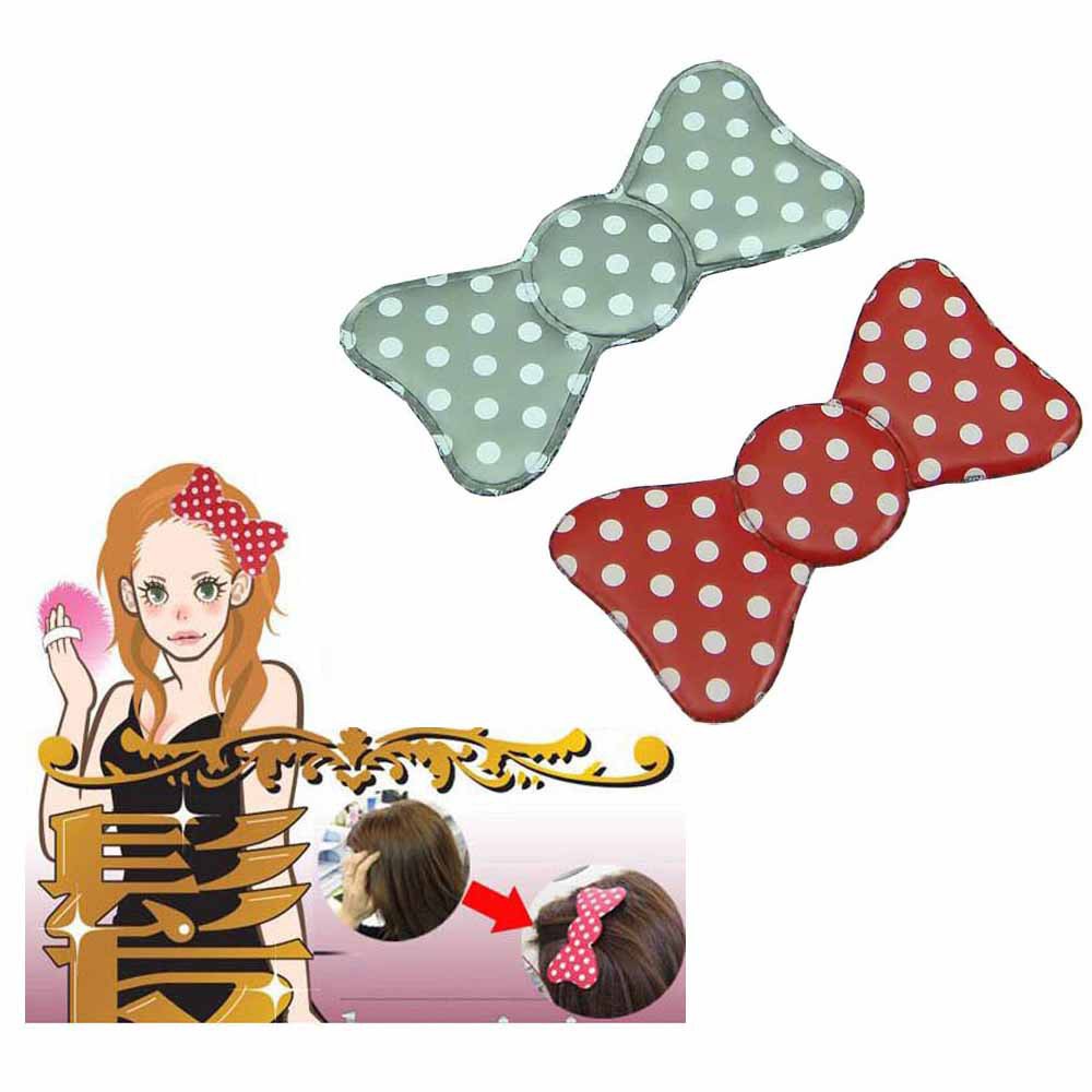 Magic Statics Bangs Hair Pad Bow Hair Velcro Pad Vintage Polka
