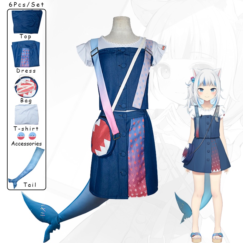 Shark Hoodie Adult Hololive Vtuber Gawr Gura Hoodie Cosplay