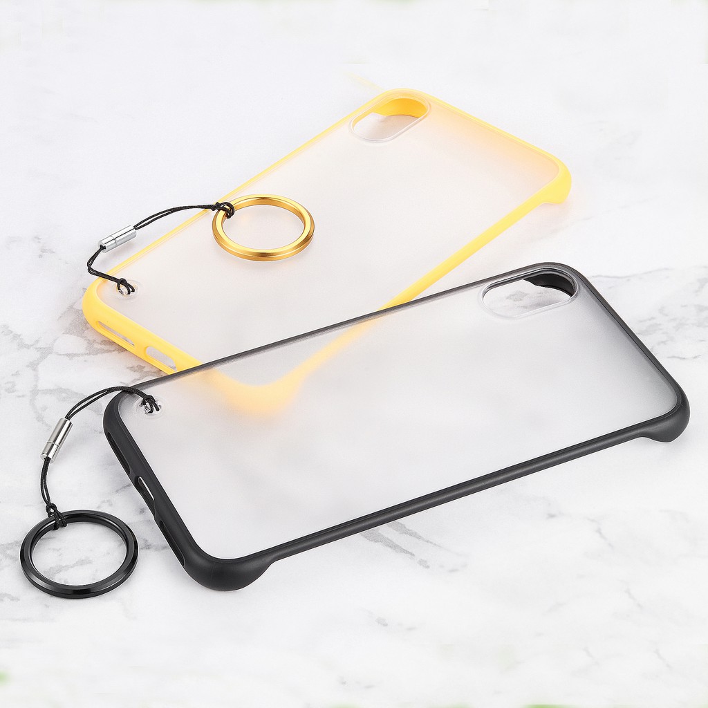Frameless Slim Fit Hard Case With Ring Strap for IP 6 6s 7 8 Plus X Xs ...