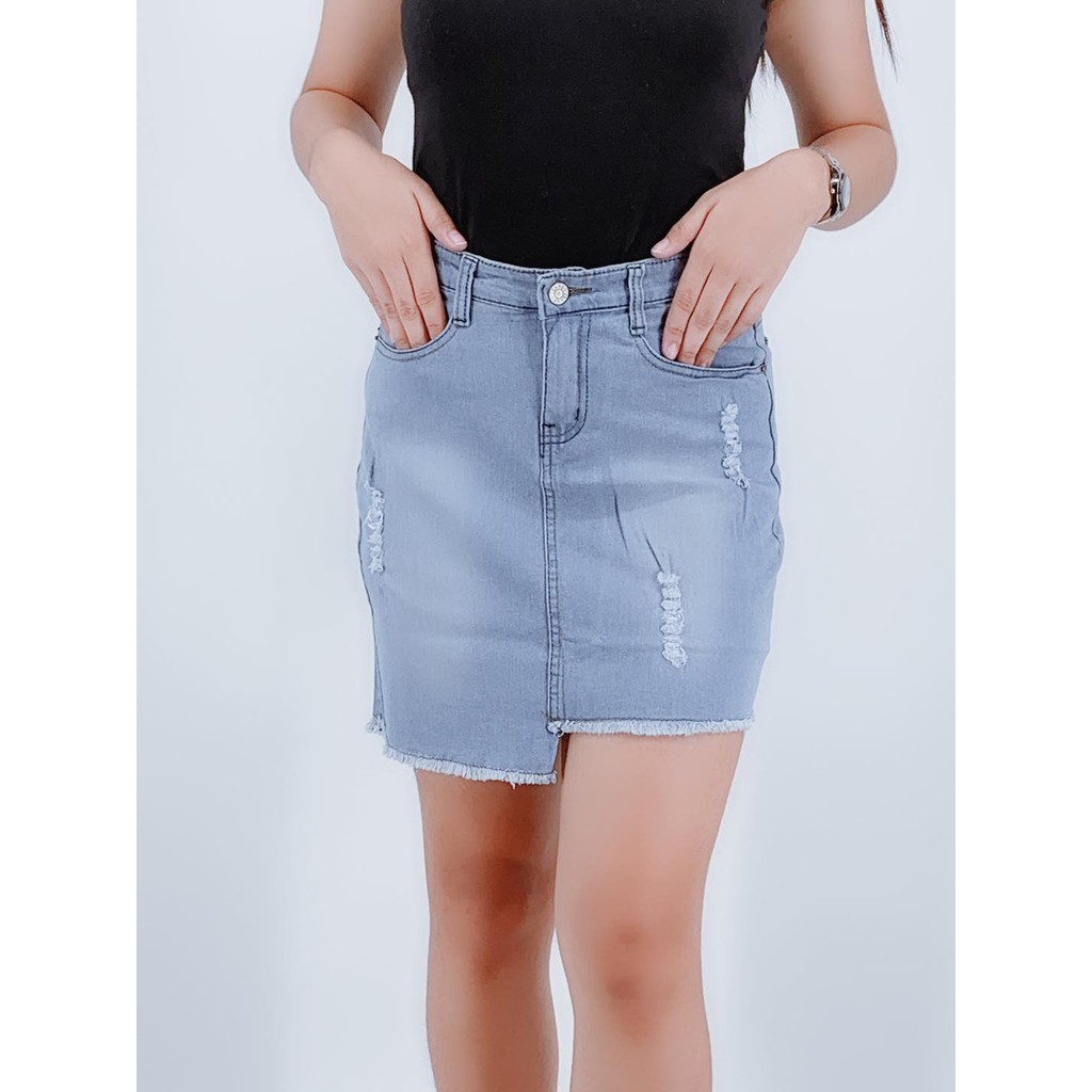denim tattered skirt