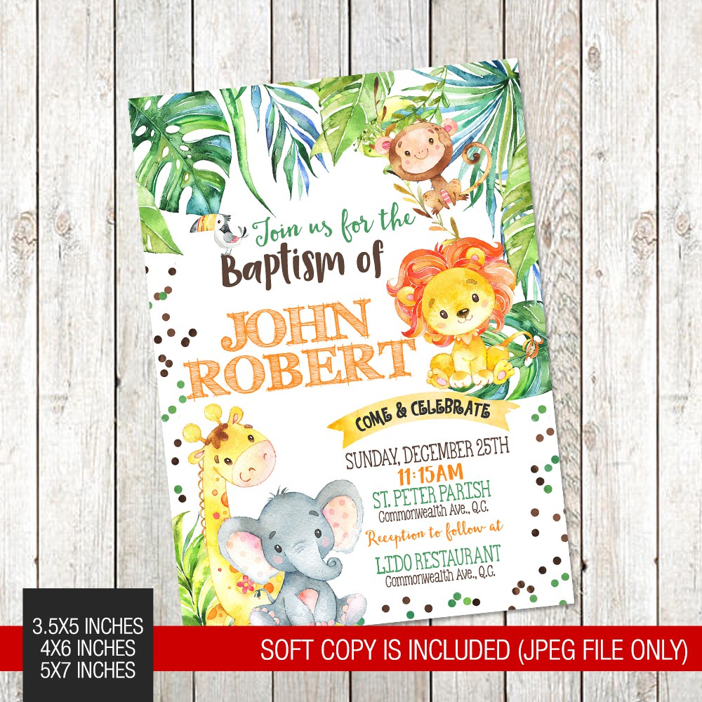 safari christening invitations