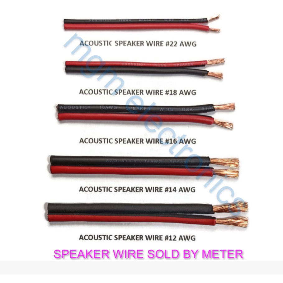 1METER ACOUSTIC Speaker Wire AWG 22, 18, 16, 14, 12 RED/BLACK Heavy