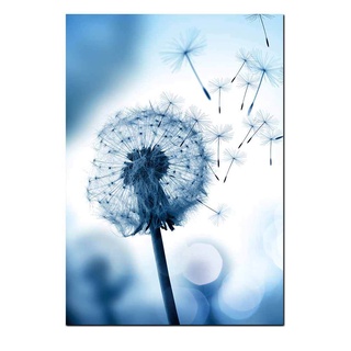 Cool Color Blue Tone Modern Art Canvas Painting Home Decoration Flower Dandelion Waves Room Wall Decor Machine Spray Canvas Painting Unframed #7