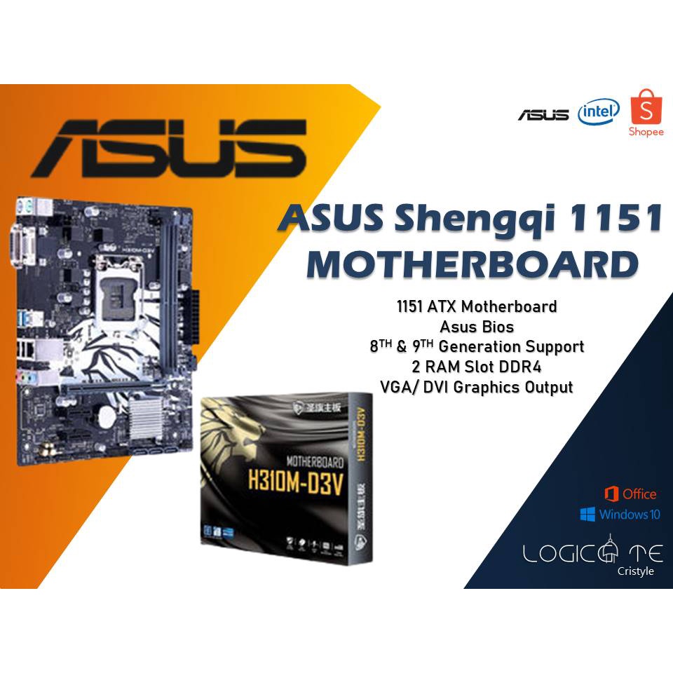 Asus Shengqi H310m Motherboard Support /8th/9th Intel Processor 1151