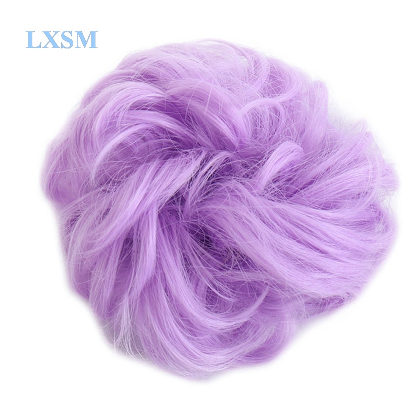 LXSM Synthetic Hair Bun Messy Scrunchies With Elastic Band Natural Fake