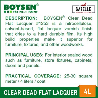 Boysen Clear Dead Flat Lacquer B1253 - 4L | Shopee Philippines