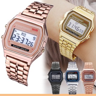 [High Quality]Fashion Vintage Rosegold Silver Digital Watch Steel Relo for Men Women Accessories COD