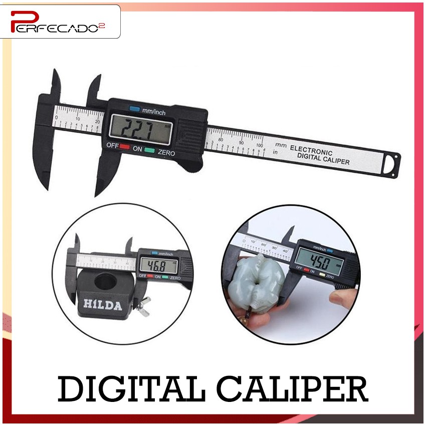 Digital Calipers 100mm 4inch LCD Electronic Vernier Caliper Carbon