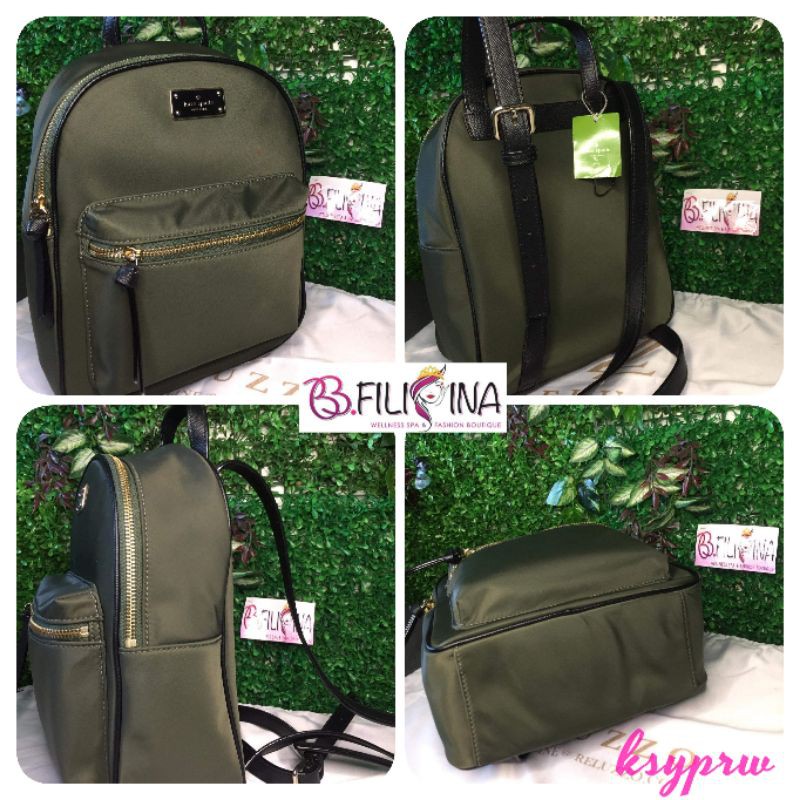 Money-back Guaranteed! Authentic Kate Spade New York Small Bradley Wilson  Road Backpack in Evergreen | Shopee Philippines