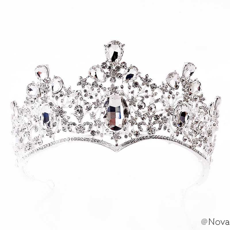 Big Baroque Handmade Crystal Princess Crown for Empress Rhinestone
