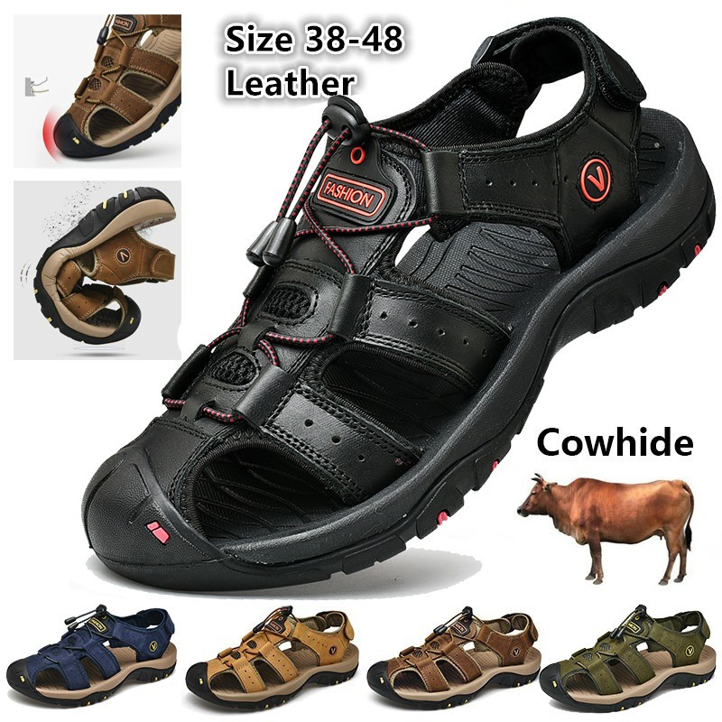 Lowest price Guarantee Men outdoor sport sandals cowhide leather beach ...