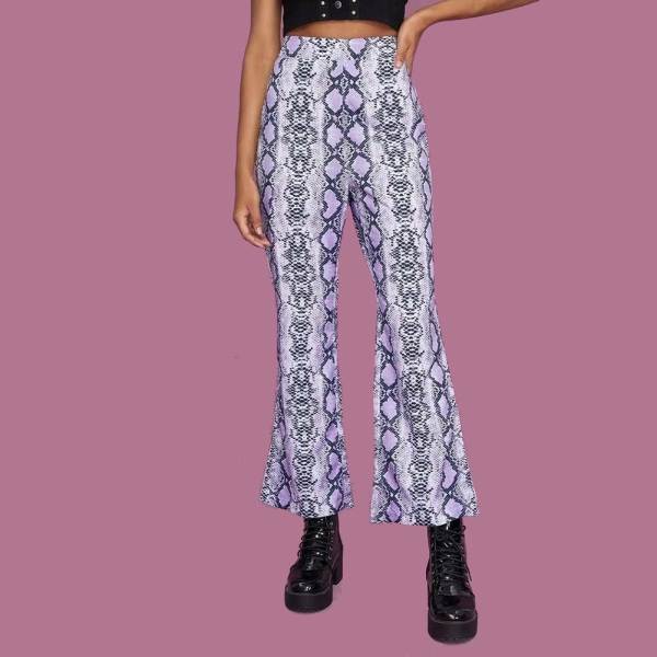 snakeskin bell bottom pants