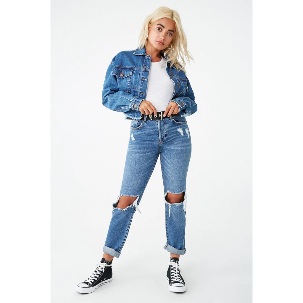 cheap cropped denim jacket