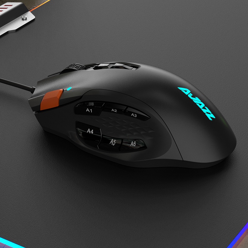 Ajazz Mmo Mouse With Side Buttons Optical Wired Gaming Mouse Up To