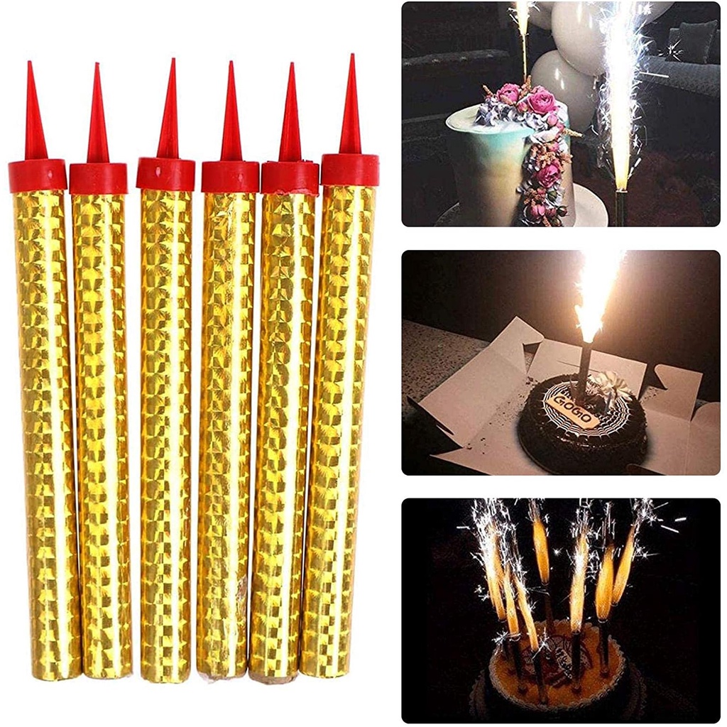 6pcs/set Gold Color Birthday Candles With Stand Cake Candle Party Supplies Wedding Decoration Baby