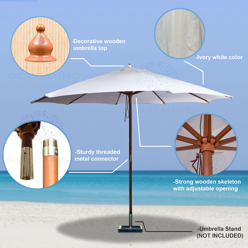 wooden umbrella beach