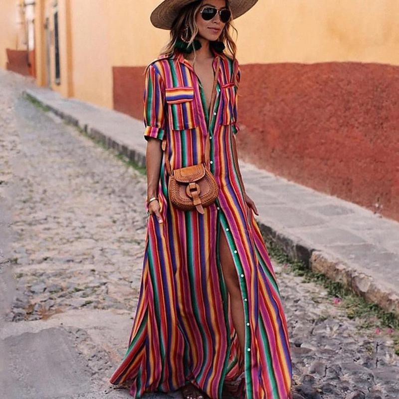 striped summer maxi dress