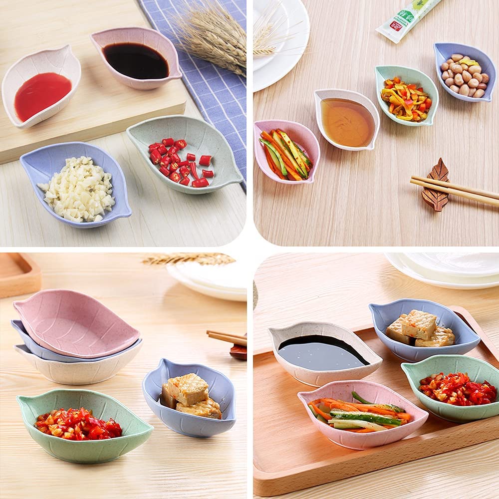 Sauce Dish Leaf Shape, Soy Sauce Dishes Mixed Color Dipping Bowls Mini
