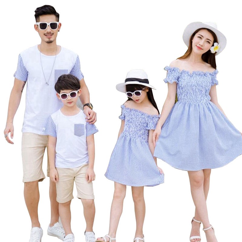 couple mom and kid dress