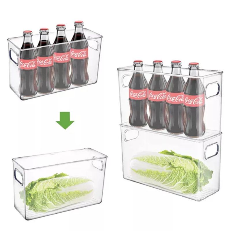 Deep Acrylic Refrigerator Organizer Bins Stackable Freezer Organizer