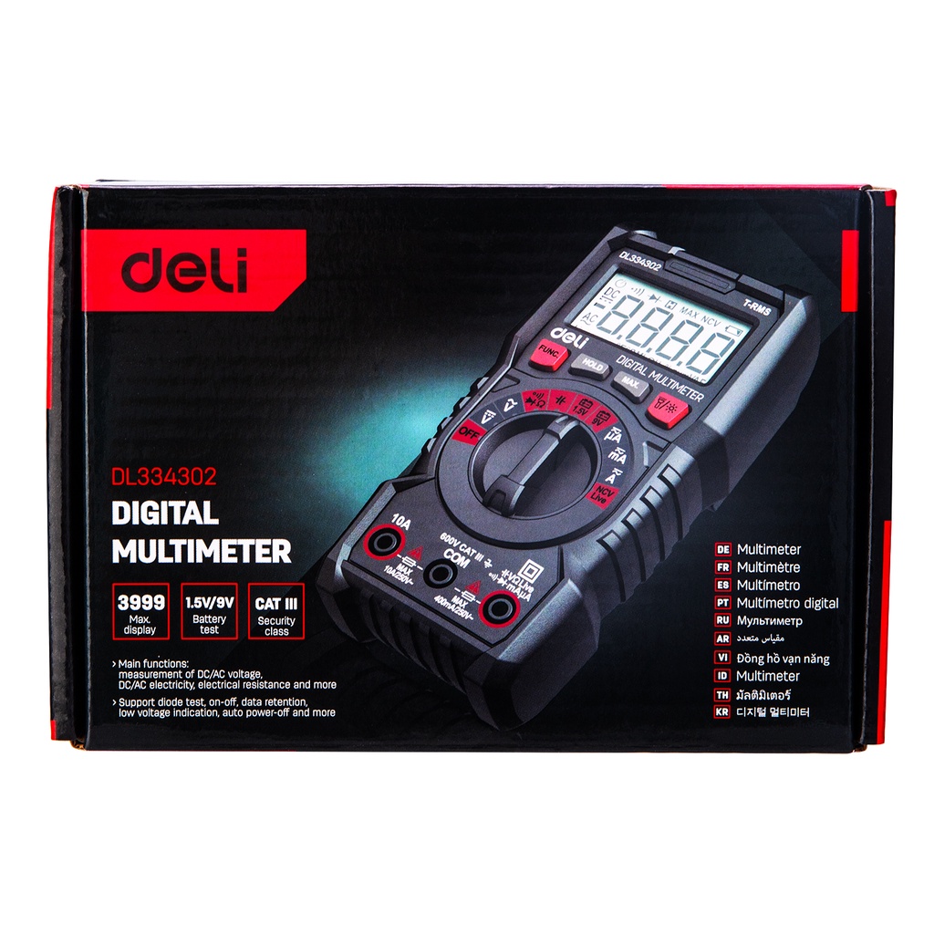 Deli Digital Multimeter Tester Electrical Multimeter Tester DC/AC