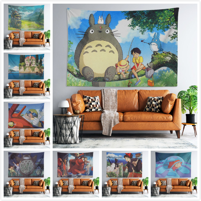 Japanese Anime Style Background Cloth Wall Hanging Tapestry Studio Ghibli  Design Wall Decor | Shopee Philippines