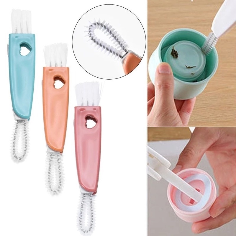 3 In 1 Bottle Cap Detail Brush Milk Bottle Brush Cup Cover Cleaning Brushes Portable High Quality Lunch Box Groove Cleaning Gadget