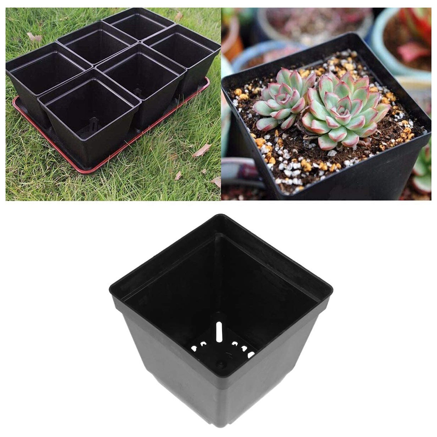 30 Pack 4Inch Black Square Plastic Plant Pots,Seedling Nursery