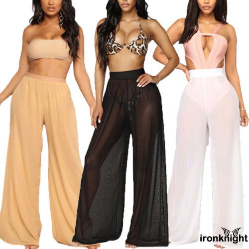 flared see through trousers