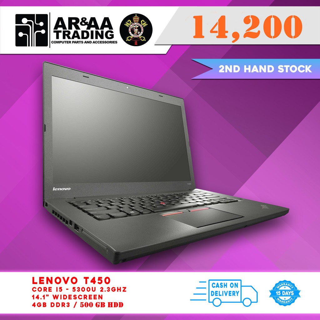 Laptop Lenovo T450 I5 5th Gen 5300U 2.3ghz 4gb 500gb | Shopee Philippines