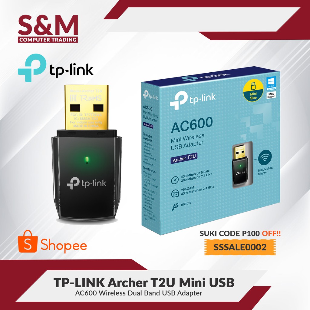 TP-Link Archer T2U Mini USB Wifi Dongle 2.4Ghz and 5.0Ghz | Shopee ...