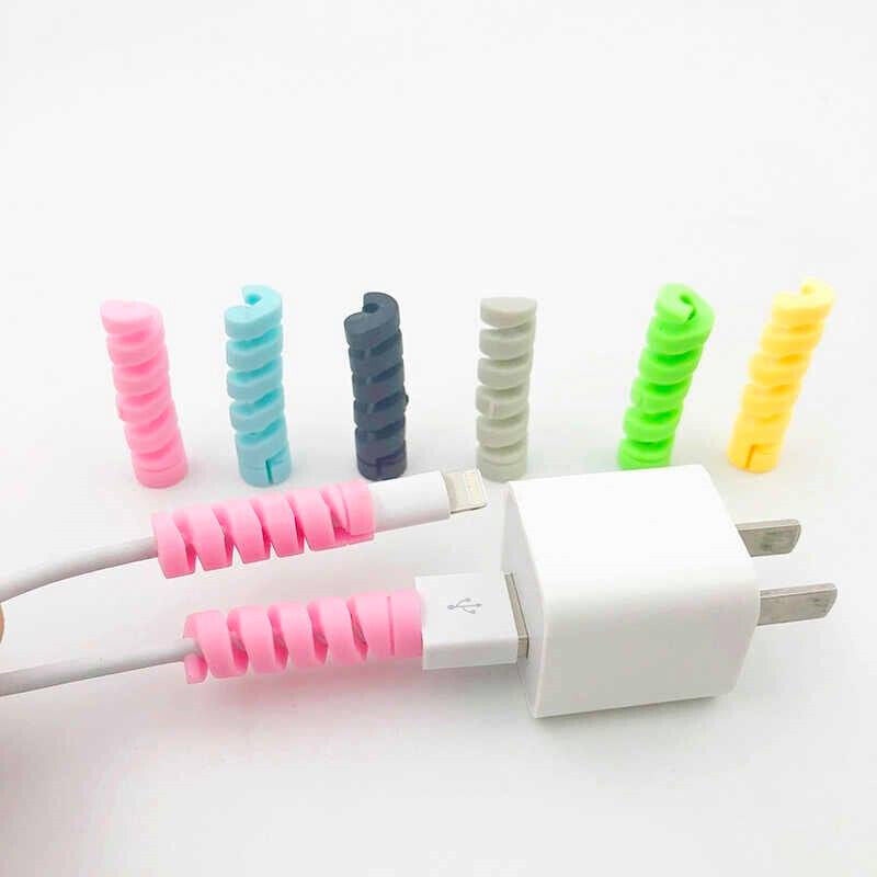 USB Cable Management Spiral Cable Protector Silicone Bobbin Winder Wire