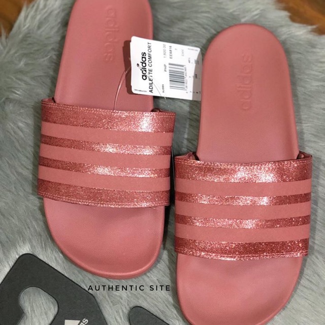 adidas adilette pink glitter