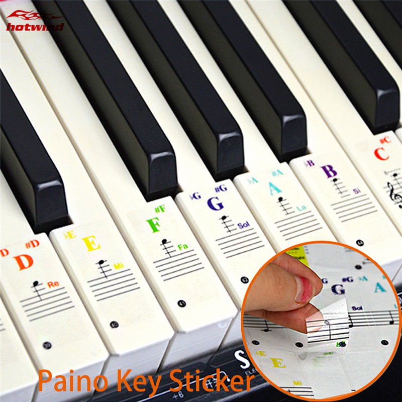 Reviewer Incite art HW 88/61 Key Piano Colorful Stickers Transparent Notes Notation Sticker for  Hand Roll Piano | Shopee Philippines