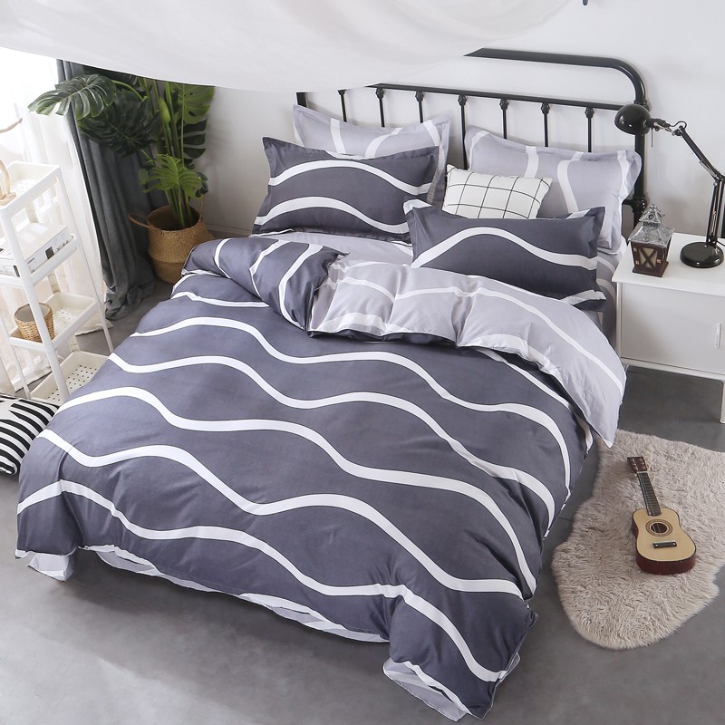 Gary Stripe Simple Men S 4 Seasons Polyester 3 4pcs Duvet Cover