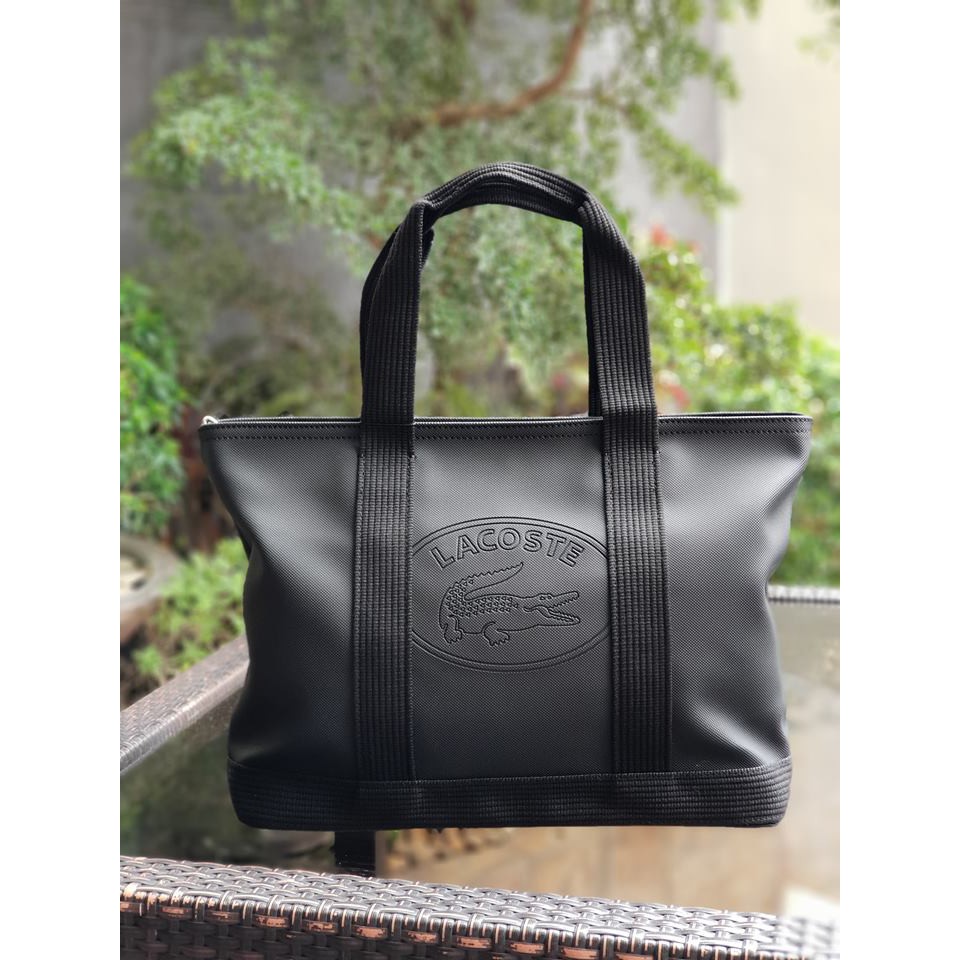 lacoste black tote bag