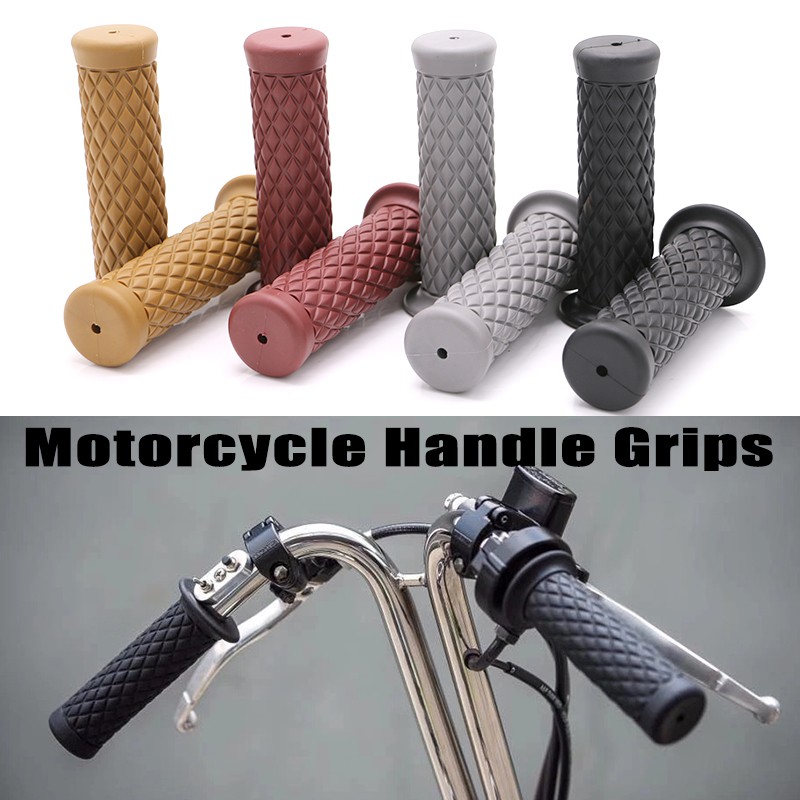 Universal Motorcycle Handlebar Grips 1 Pair 7/8 22mm Rubber Motorbike Hand Grips Bar End Yellow 