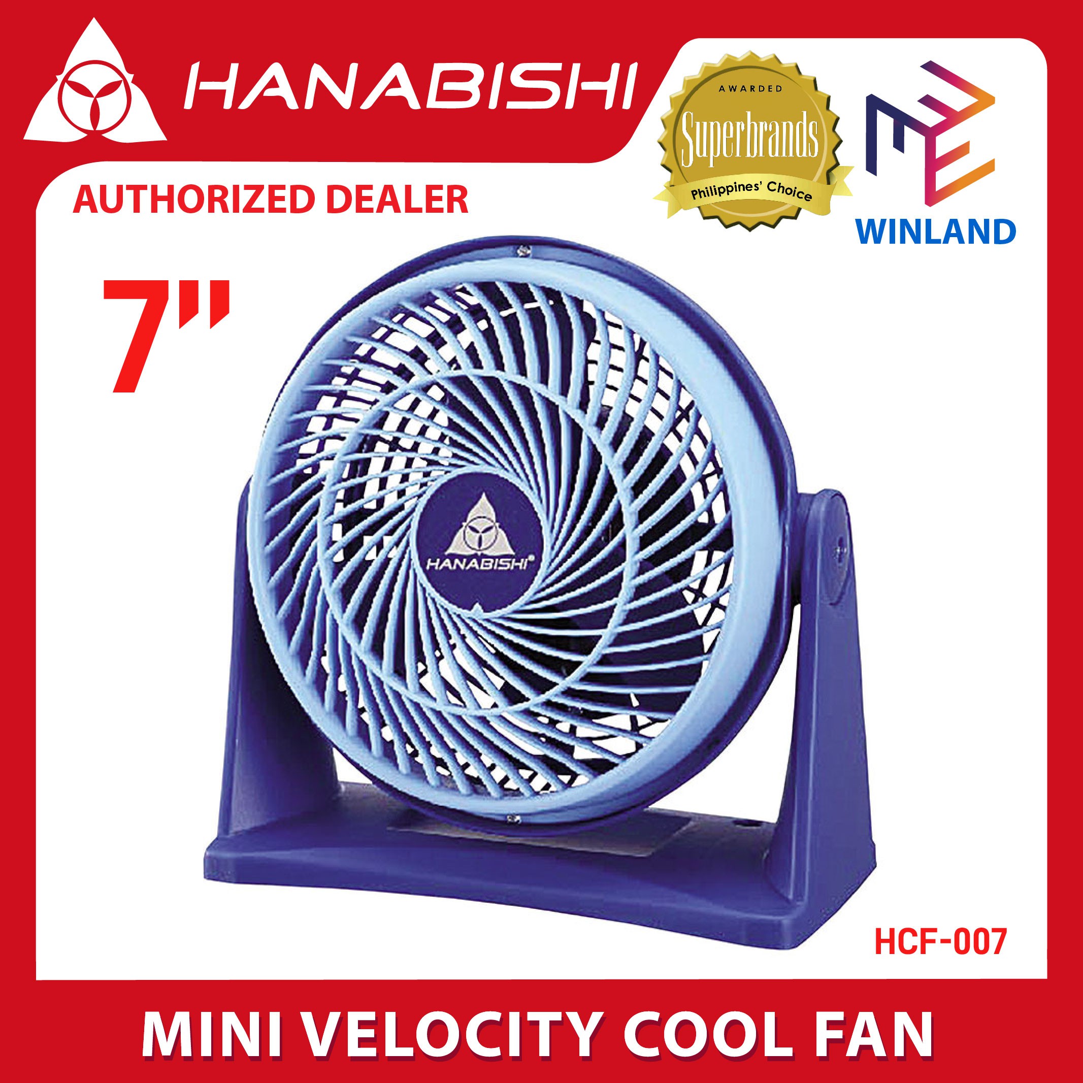 Hanabishi Original 7" Mini Cool Fan Desk Fan Electric Fan Cool Fan 7T