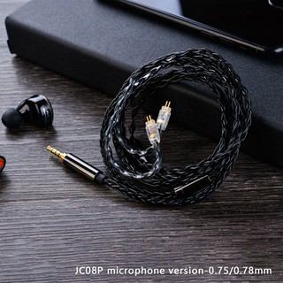 JCALLY Black JC08P 8 Share 200 Cores Earphone Upgrade Cable with mic 2Pin 0.78 MMCX QDC for KZ ZST ZSN Pro ZS10 Pro ZSX AS16