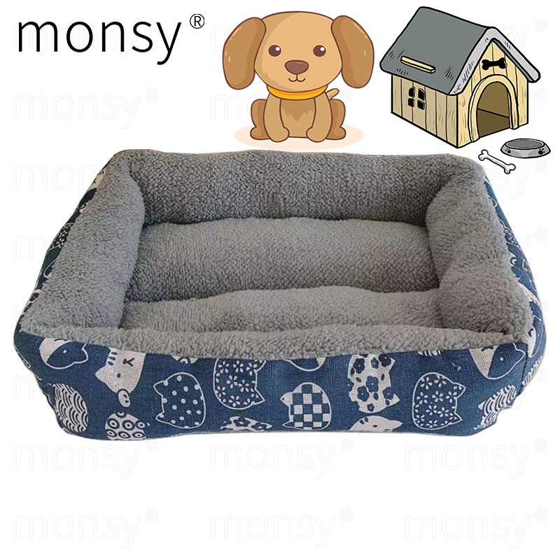 Monsy Dog Bed Pet Cat Washable Cotton Cushion Sleeping Bed Dog Bed