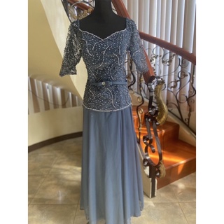 dusty blue gown for principal sponsors