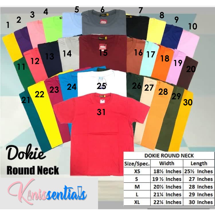 Dokie Plain Round Neck Shirt (Color #11-20) | Shopee Philippines