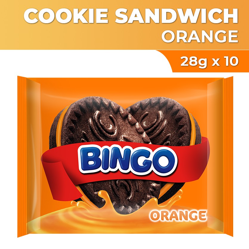 Bingo Cookie Sandwich Orange filled Choco 28g x 10 Shopee Philippines