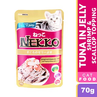 Nekko Tuna in Jelly with Shrimp and Scallop Topping Cat Food Pouch 70g Cat Food Wet Food