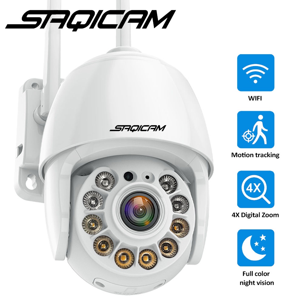Saqicam Real 1080P WiFi IP CCTV Camera Outdoor Wireless PTZ Camera Full Color Night Vision