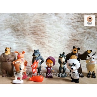 Masha And The Bear Cute Cartoon Action Figure 10 PCS Collection Kids Toy 