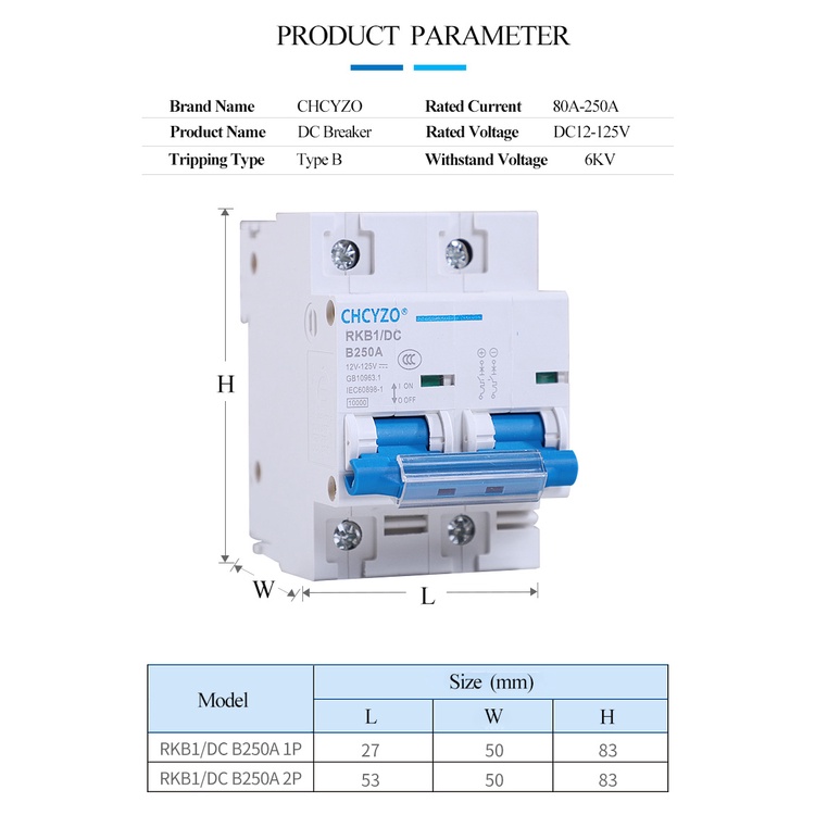 Mini Circuit Breaker DC 12V 24V 48V DC MCB Battery Car Protector 3A to 250A Air Switch Use Din Rail Mount - Image 7