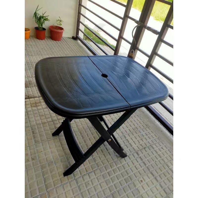 Portable Folding Table Black With Umbrella Hole (8881) Shopee Philippines