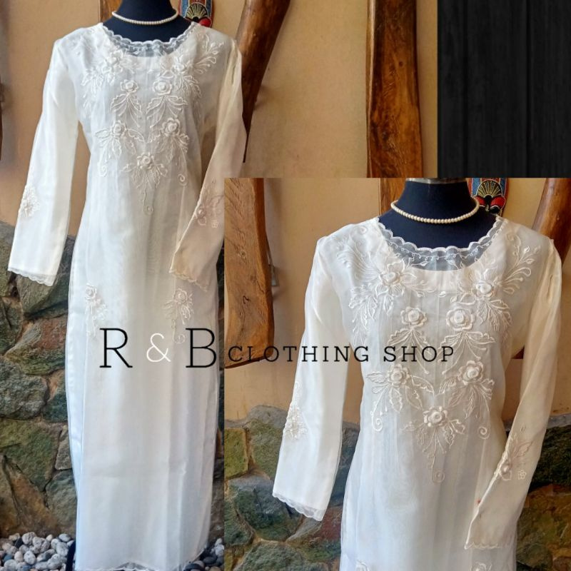 long sleeve filipiniana dress